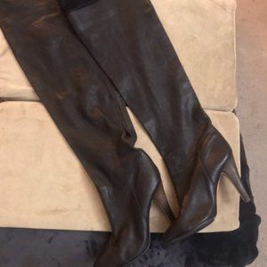 Black Chloe Thigh High Leather Boots